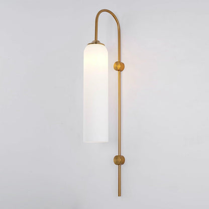 Modern Glass Wall Lamp W 7.5″ x H 31.5″ / W 19cm x H 80cm / Gold / Milky White 1001 Wall lamp