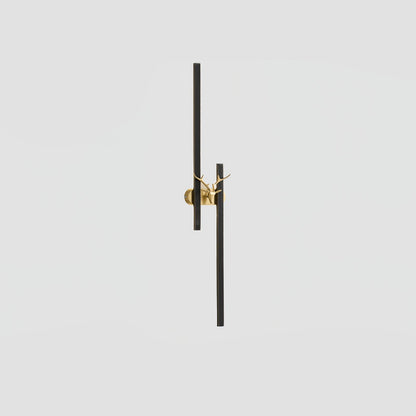 Deer Brass Wall Lamp Model A ∅ 7.9″ x H 39.4″ / Dia 20cm x H 100cm / Black & Three-Color Changing Light / 1 Piece Wall