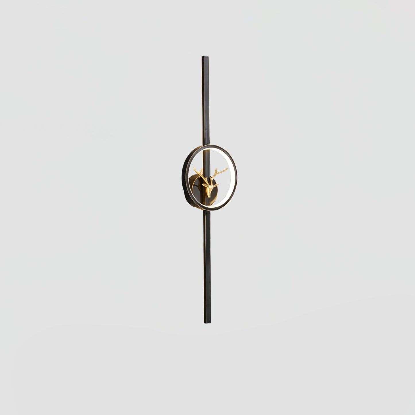 Deer Brass Wall Lamp Model B ∅ 5.1″ x H 39.4″ / Dia 13cm x H 100cm / Black & Three-Color Changing Light / 1 Piece Wall