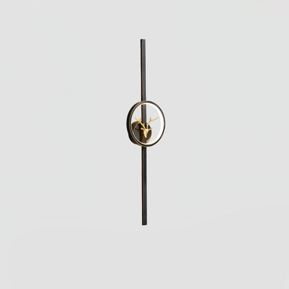 Deer Brass Wall Lamp Model B ∅ 5.1″ x H 39.4″ / Dia 13cm x H 100cm / Black & Three-Color Changing Light / 1 Piece Wall