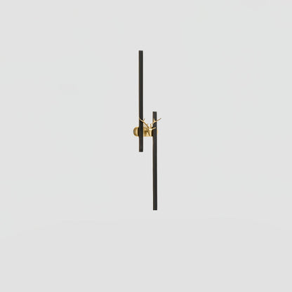 Deer Brass Wall Lamp Model A ∅ 7.9″ x H 31.5″ / Dia 20cm x H 80cm / Black & Three-Color Changing Light / 1 Piece Wall