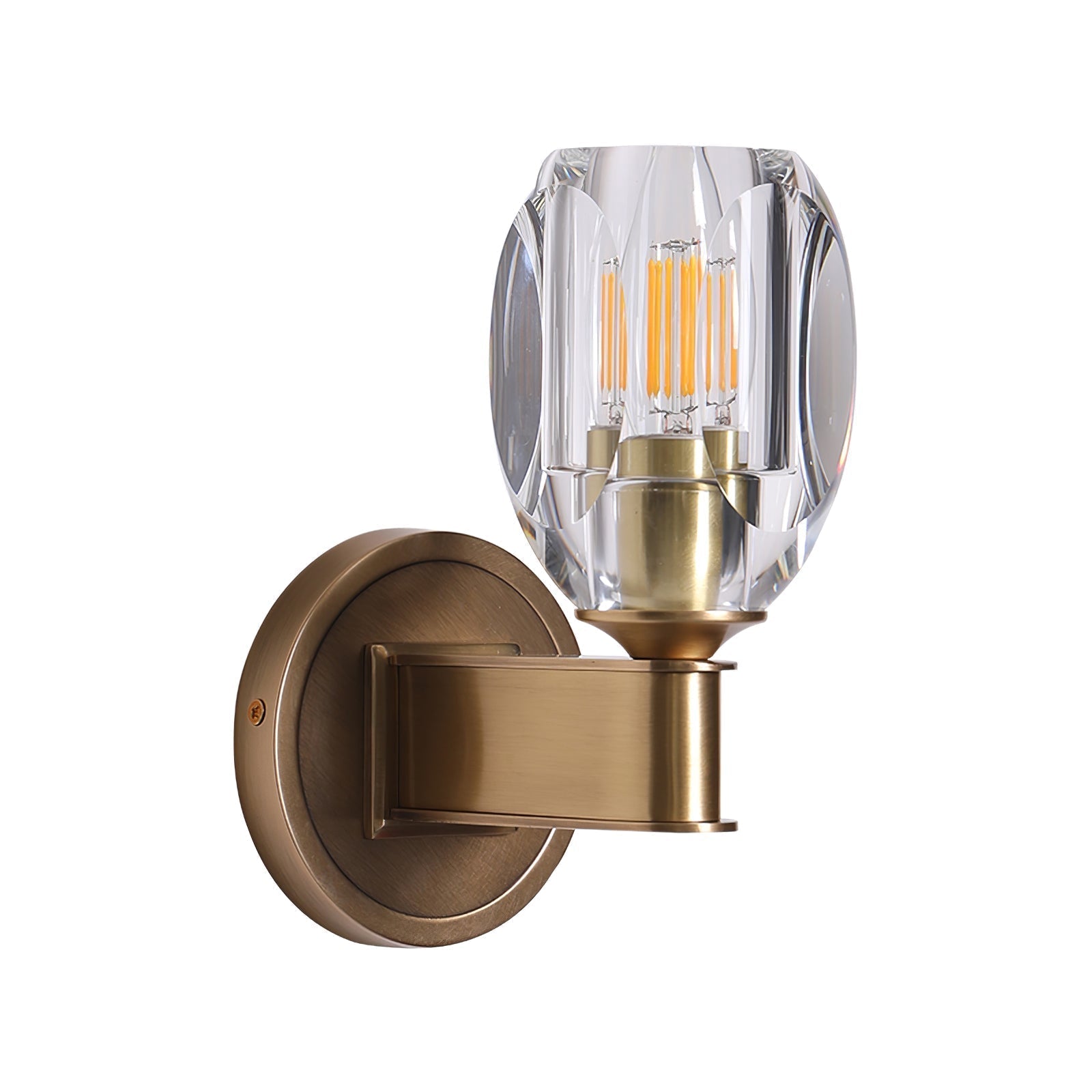 Diamond Crystal Sconce ∅ 4.7″ x H 9.1″ / Dia 12cm x H 23cm / Brass Wall lamp