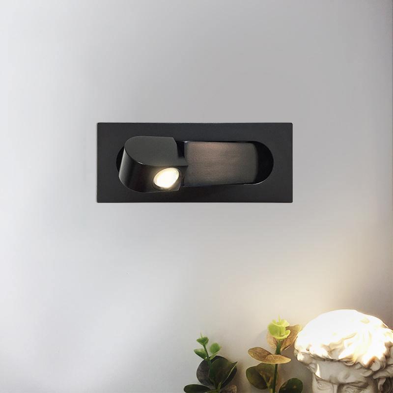 Modern LED Bedside Reading Light ∅ 7.5″ x H ∅3.15″ / Dia 19cm x H 8cm / Matt Black / Warm Light Wall lamp