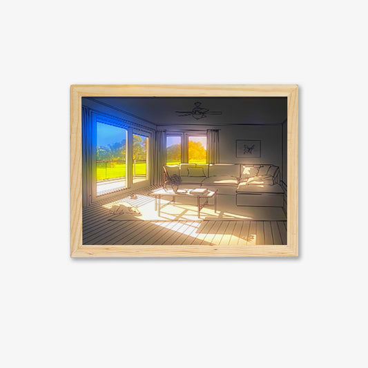 Dog Sunbathing Mural Art Lamp L 12.2″ x H 9.1″ / L 31cm x H 23cm / Oak Wood Color / Three-Color Changing Light Wall lamp