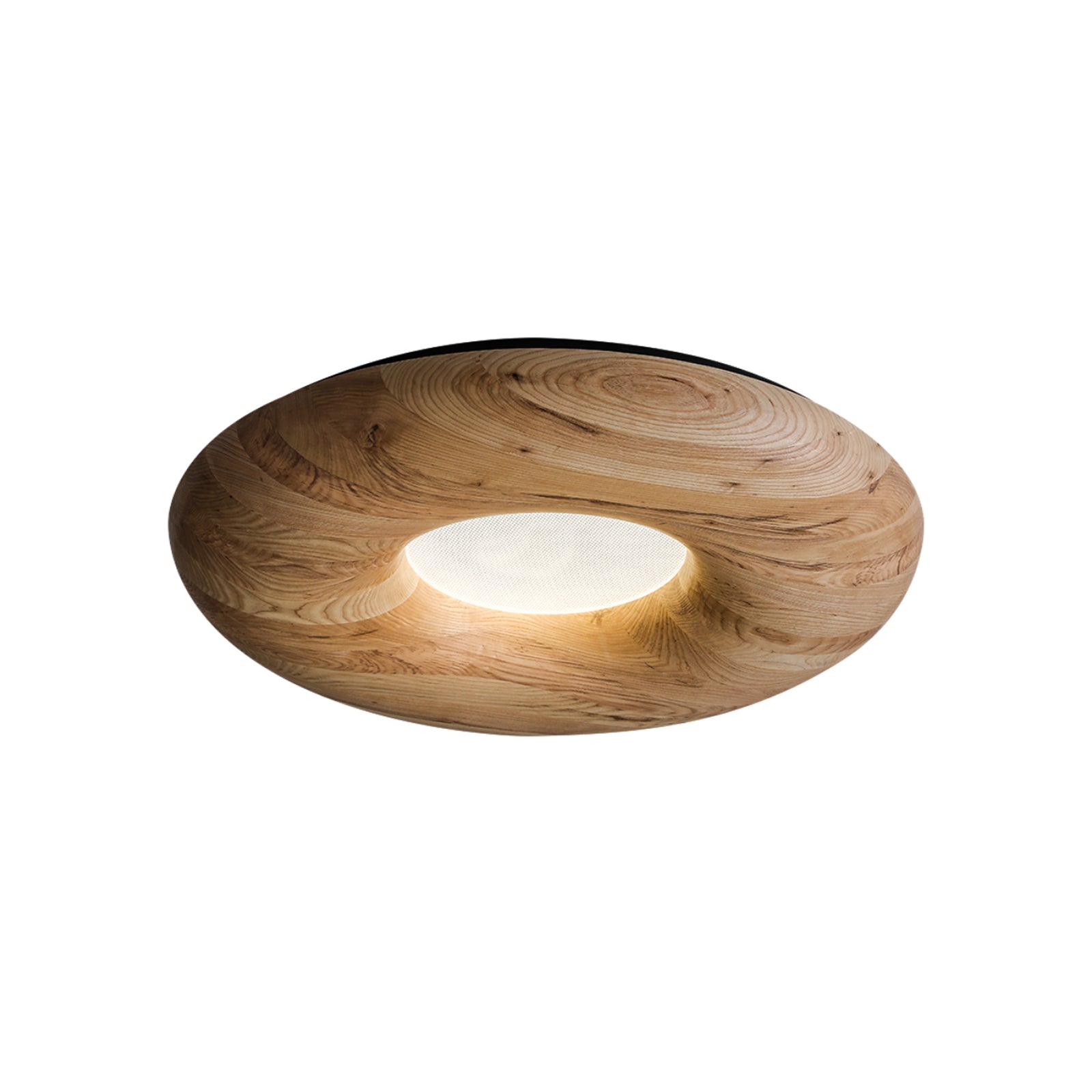 Donut Wood Ceiling Light ∅ 31.5’’ x H 4.3’’ / Wood Color / Warm Light Ceiling lamp