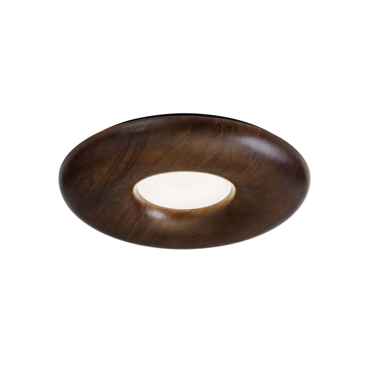 Donut Wood Ceiling Light ∅ 31.5’’ x H 4.3’’ / Walnut Color / Warm Light Ceiling lamp