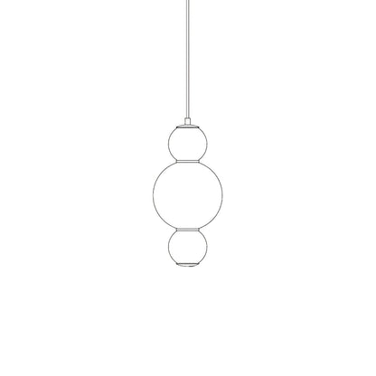 Double Globe Pendant Lamp 3 Heads C ∅ 7.1″ x H 15.4″ / Dia 18cm x H 39cm / Gold & White / Warm Light Pendant light