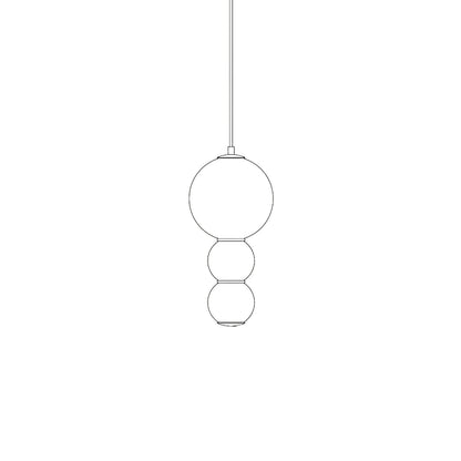 Double Globe Pendant Lamp 3 Heads A ∅ 7.1″ x H 15.4″ / Dia 18cm x H 39cm / Gold & White / Warm Light Pendant light
