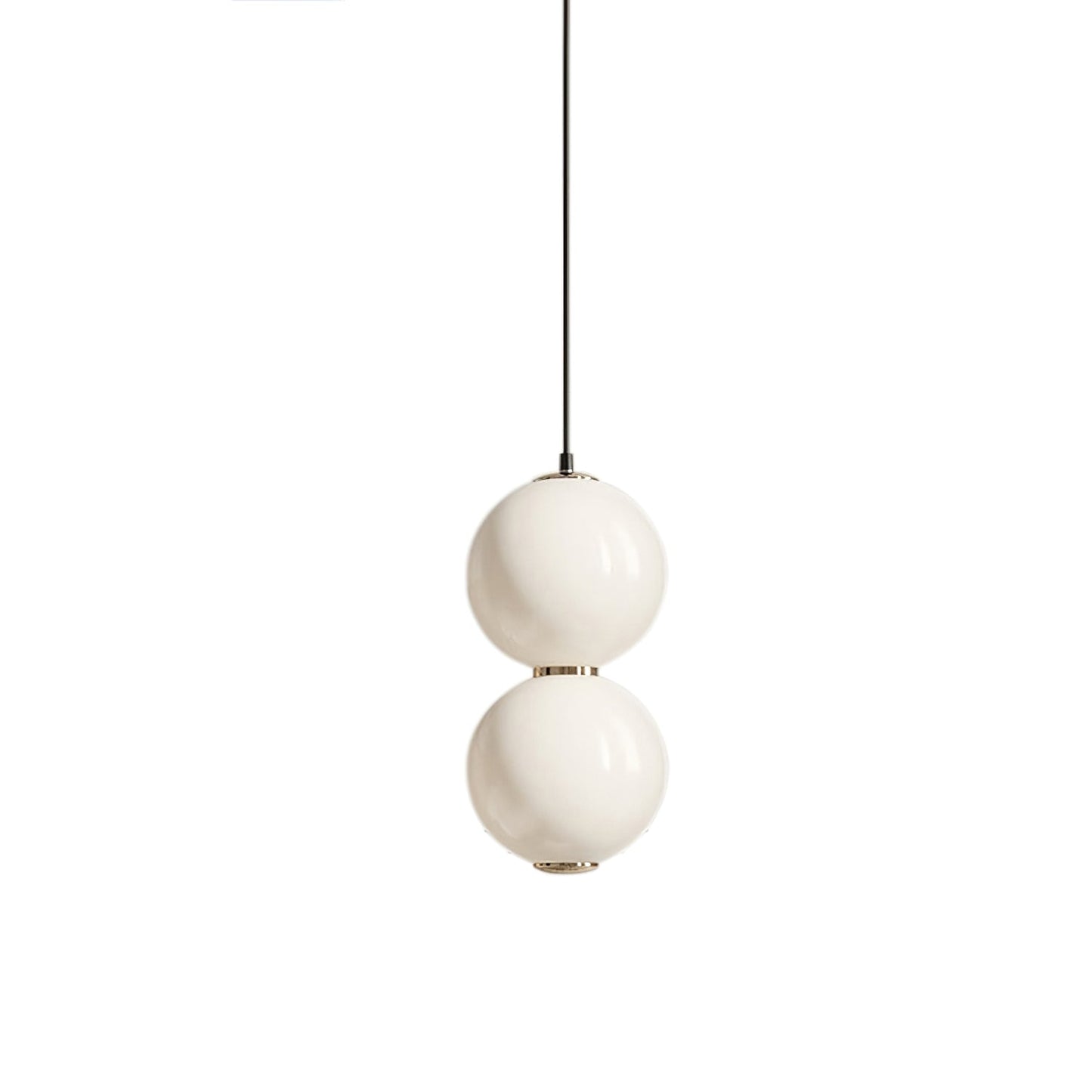 Double Globe Pendant Lamp 2 Heads ∅ 7.1″ x H 14.6″ / Dia 18cm x H 37cm / Gold & White / Warm Light Pendant light