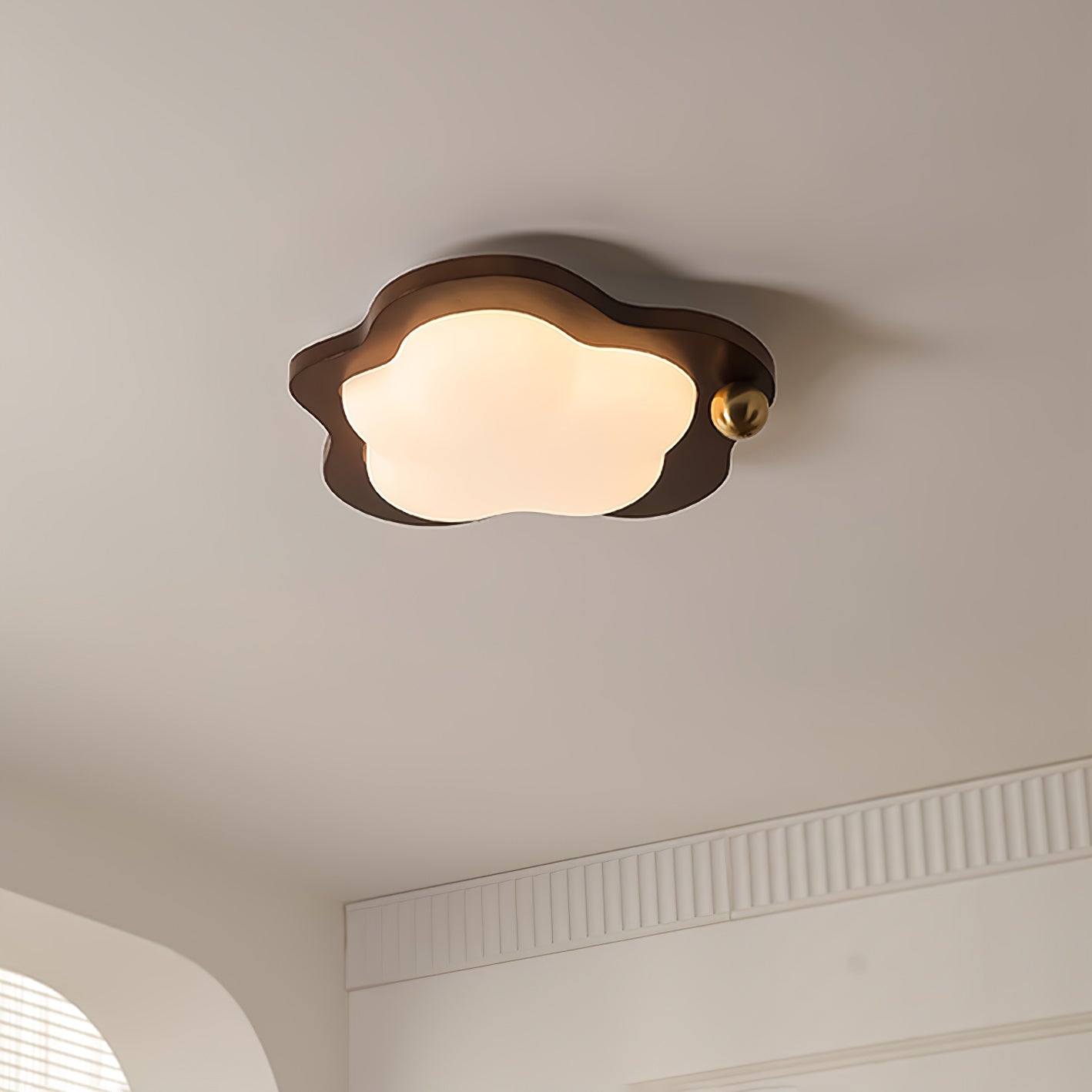 Dreamscape Ceiling Light Star: ∅ 17.7″ x H 3.9″ / Dia 45cm x H 10cm / Walnut Wood / Warm Light Ceiling lamp