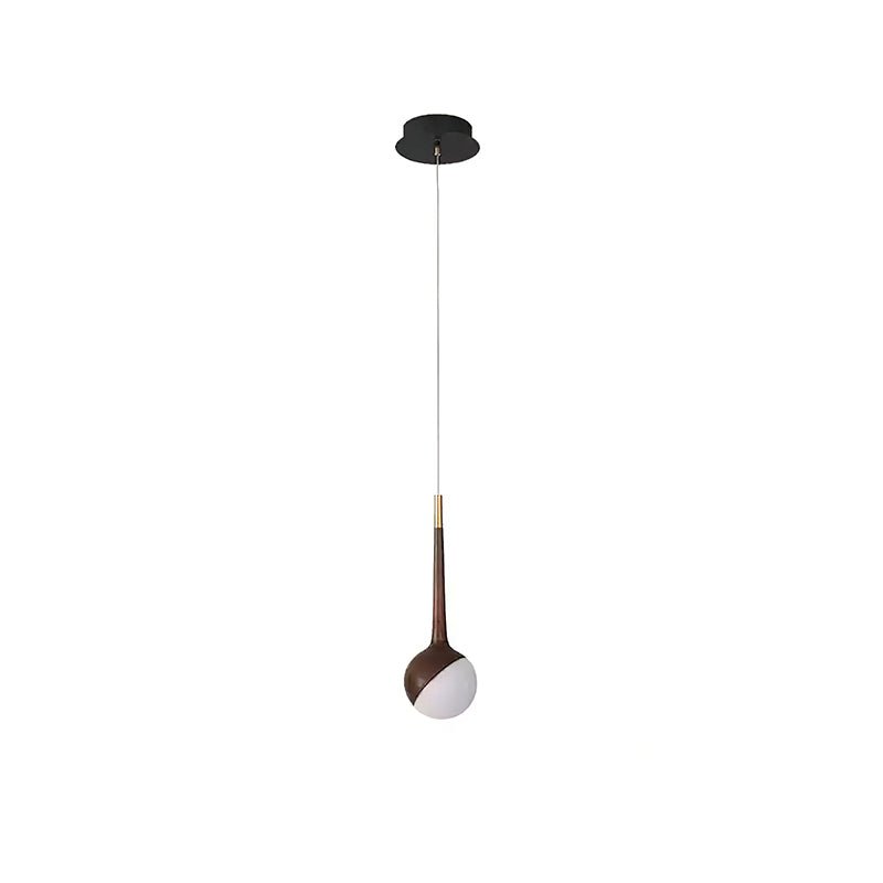 Droplet Chandelier 1 Head: ∅ 6.3’’ x H 43.3’’ / Walnut Color / Warm Light Chandelier