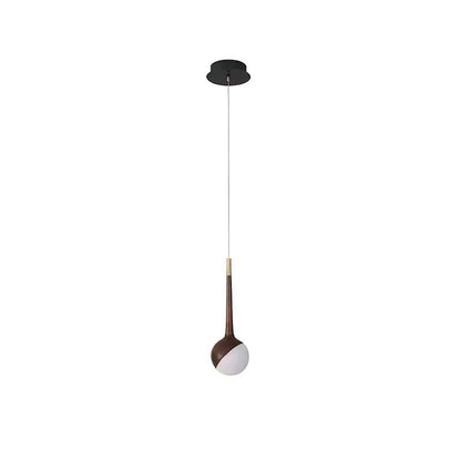 Droplet Chandelier 1 Head: ∅ 6.3’’ x H 43.3’’ / Walnut Color / Warm Light Chandelier