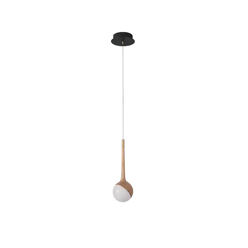 Droplet Chandelier 1 Head: ∅ 6.3’’ x H 43.3’’ / Wood Color / Warm Light Chandelier