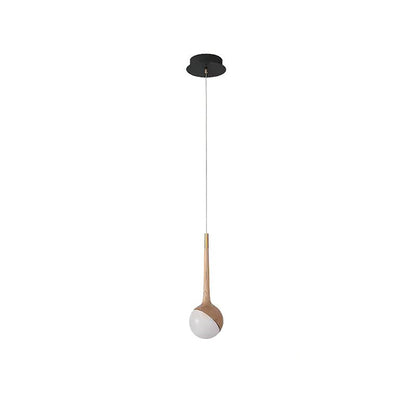 Droplet Chandelier 1 Head: ∅ 6.3’’ x H 43.3’’ / Wood Color / Warm Light Chandelier