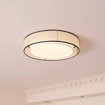 Drum Rould Ceiling Lamp ∅ 15.7″ x H 3.9″ / Dia 40cm x H 10cm / Beige Linen & White Acrylic Ceiling lamp