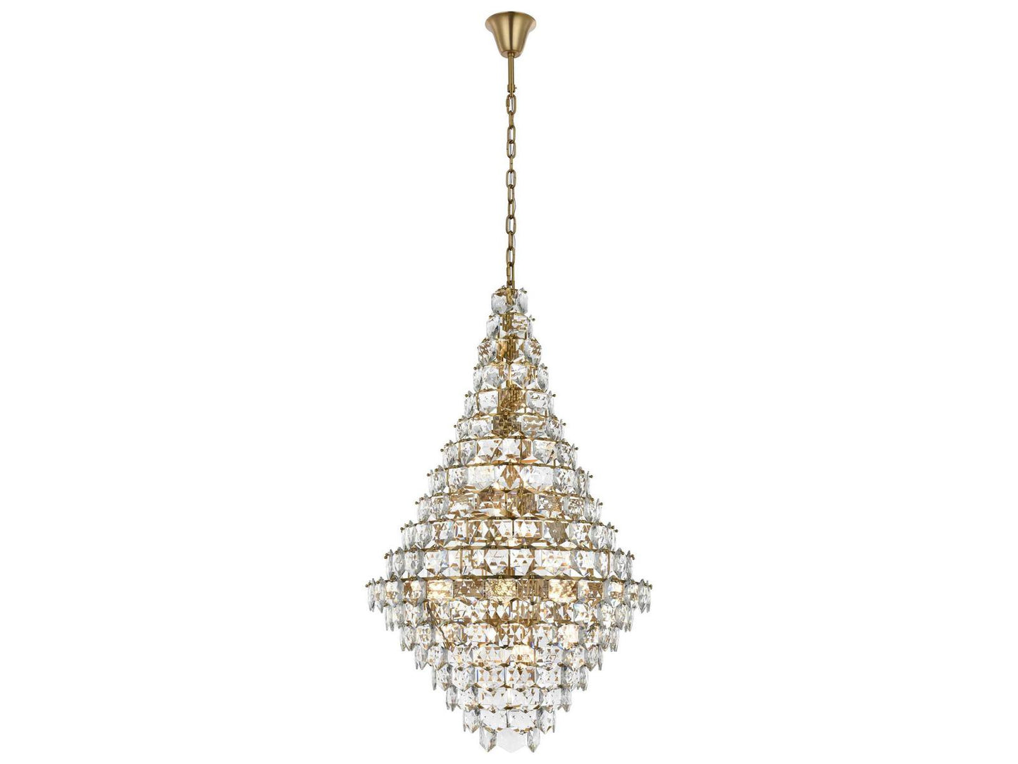 Elegant Lighting Adaline 38-Light Tiered Chandelier in Satin Gold with Clear Crystal