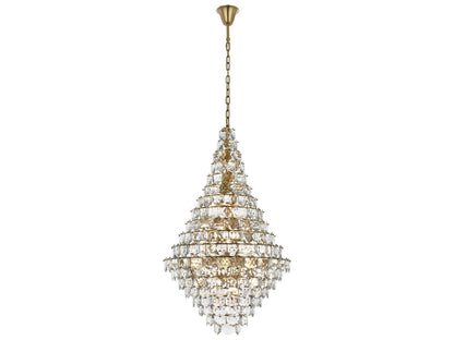 Elegant Lighting Adaline 38-Light Tiered Chandelier in Satin Gold with Clear Crystal
