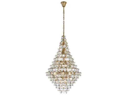 Elegant Lighting Adaline 38-Light Tiered Chandelier in Satin Gold with Clear Crystal