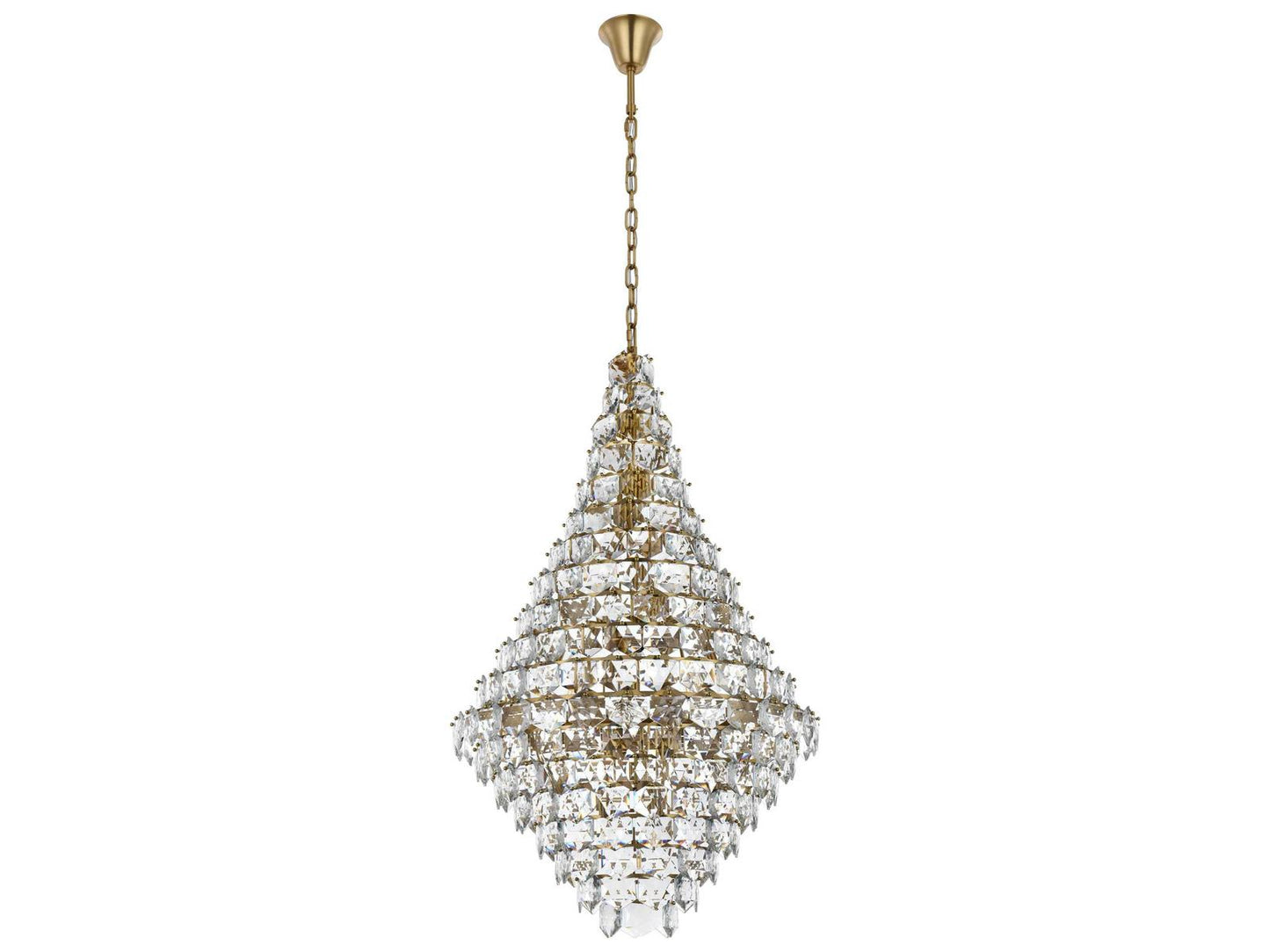 Elegant Lighting Adaline 38-Light Tiered Chandelier in Satin Gold with Clear Crystal