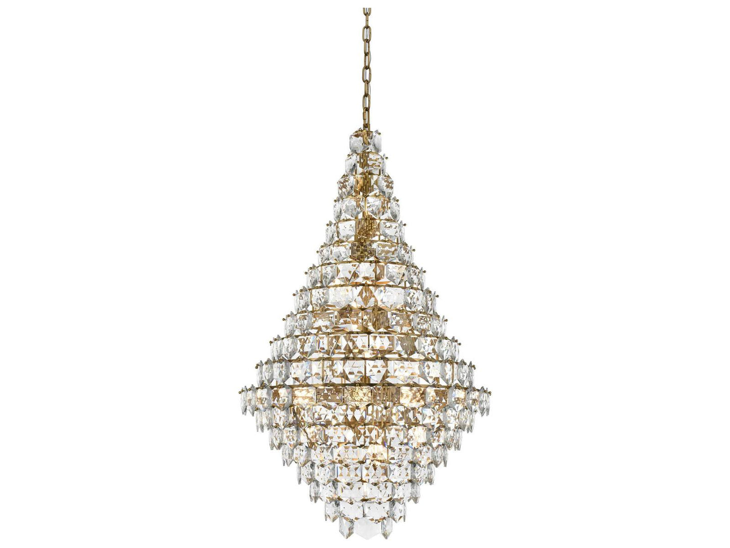 Elegant Lighting Adaline 38-Light Tiered Chandelier in Satin Gold with Clear Crystal