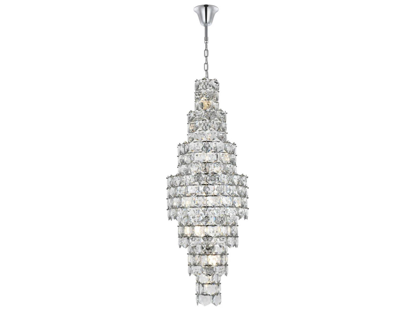 Elegant Lighting Adaline 26-Light Chrome Tiered Chandelier with Clear Royal Cut Crystal