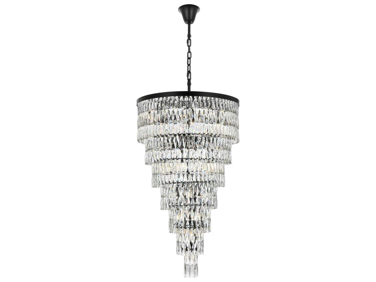 Elegant Lighting Josephine 41-Light Black Tiered Chandelier with Clear Crystal