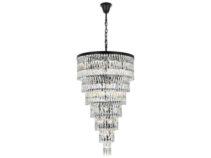 Elegant Lighting Josephine 41-Light Black Tiered Chandelier with Clear Crystal