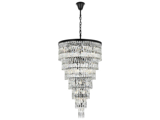 Elegant Lighting Josephine 41-Light Black Tiered Chandelier with Clear Crystal