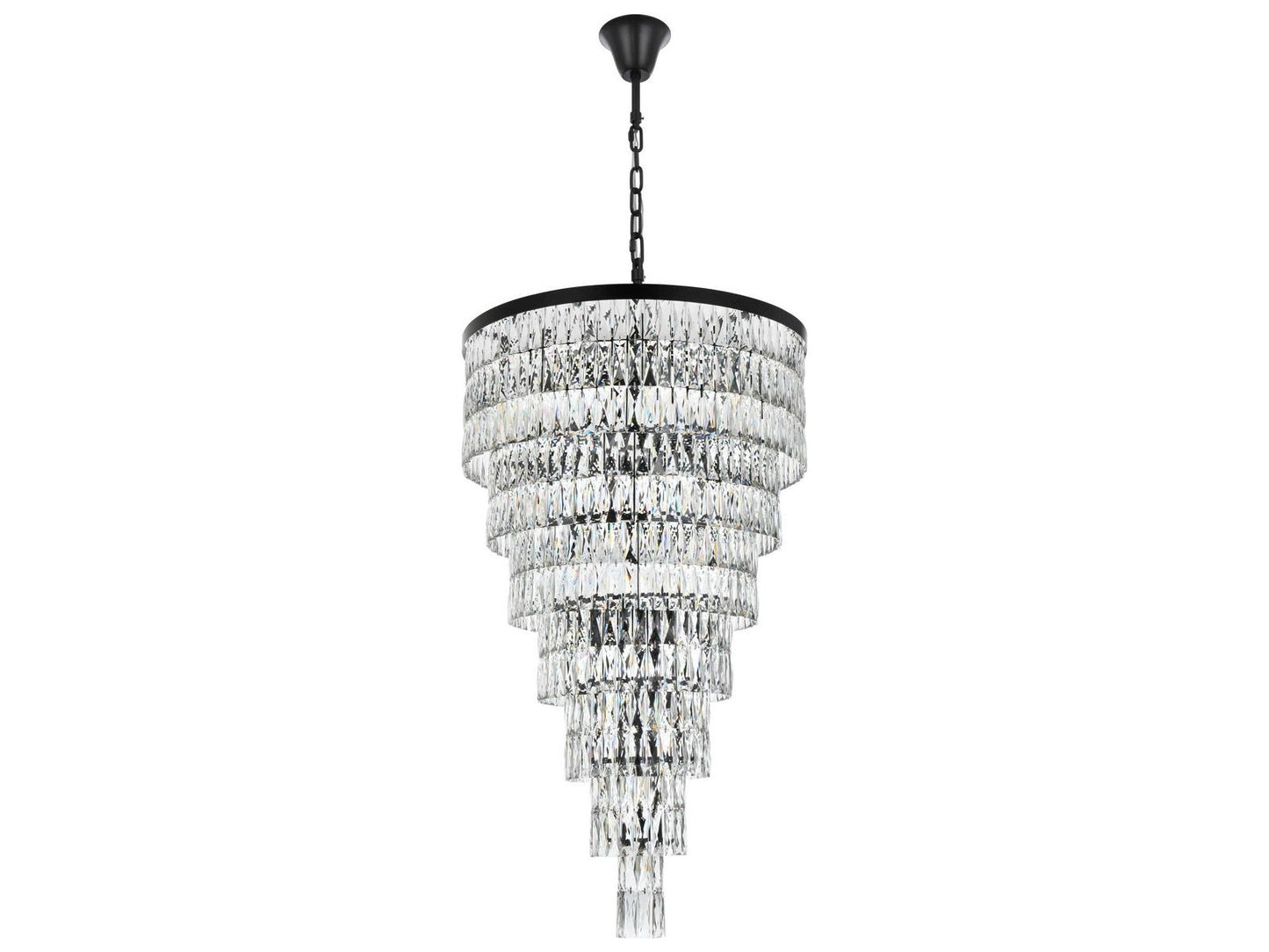 Elegant Lighting Josephine 41-Light Black Tiered Chandelier with Clear Crystal