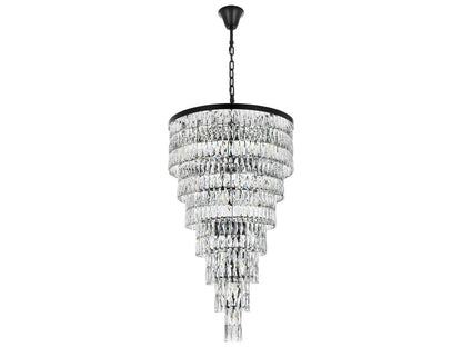 Elegant Lighting Josephine 41-Light Black Tiered Chandelier with Clear Crystal