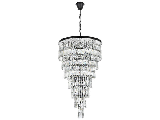 Elegant Lighting Josephine 41-Light Black Tiered Chandelier with Clear Crystal
