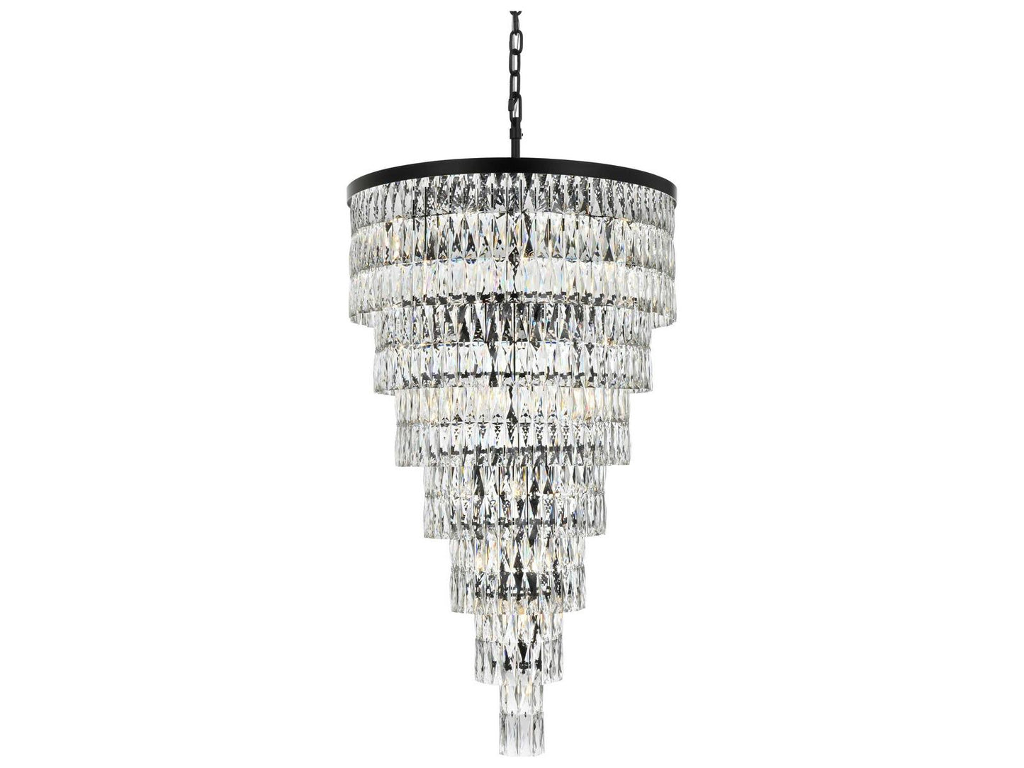 Elegant Lighting Josephine 41-Light Black Tiered Chandelier with Clear Crystal