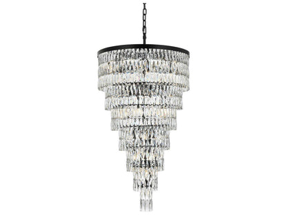 Elegant Lighting Josephine 41-Light Black Tiered Chandelier with Clear Crystal