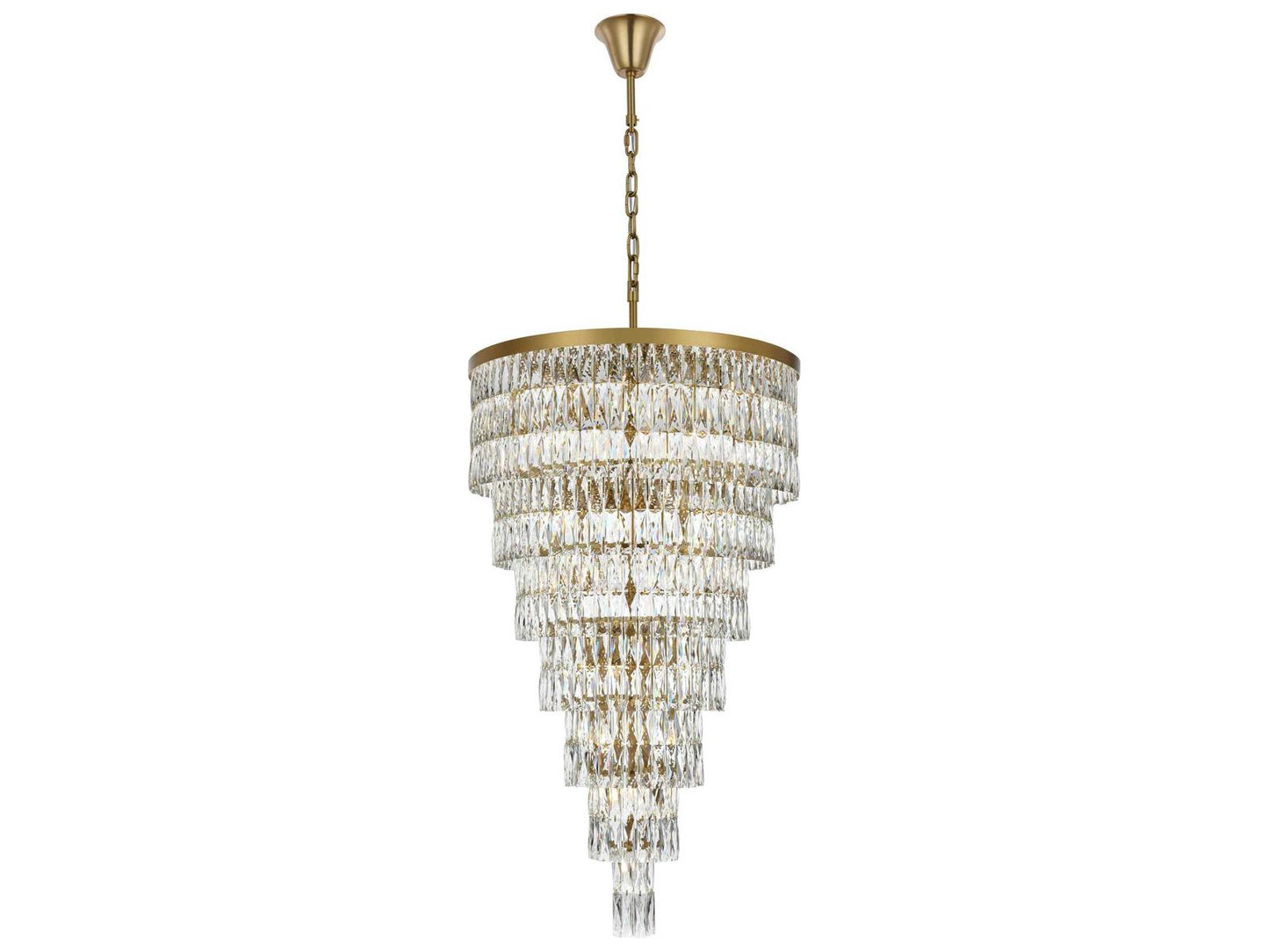 Elegant Lighting Josephine 41-Light Tiered Chandelier in Satin Gold with Clear Royal Cut Crystal