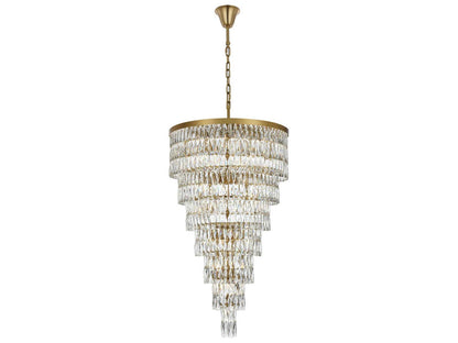 Elegant Lighting Josephine 41-Light Tiered Chandelier in Satin Gold with Clear Royal Cut Crystal