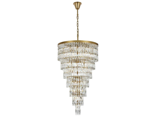 Elegant Lighting Josephine 41-Light Tiered Chandelier in Satin Gold with Clear Royal Cut Crystal