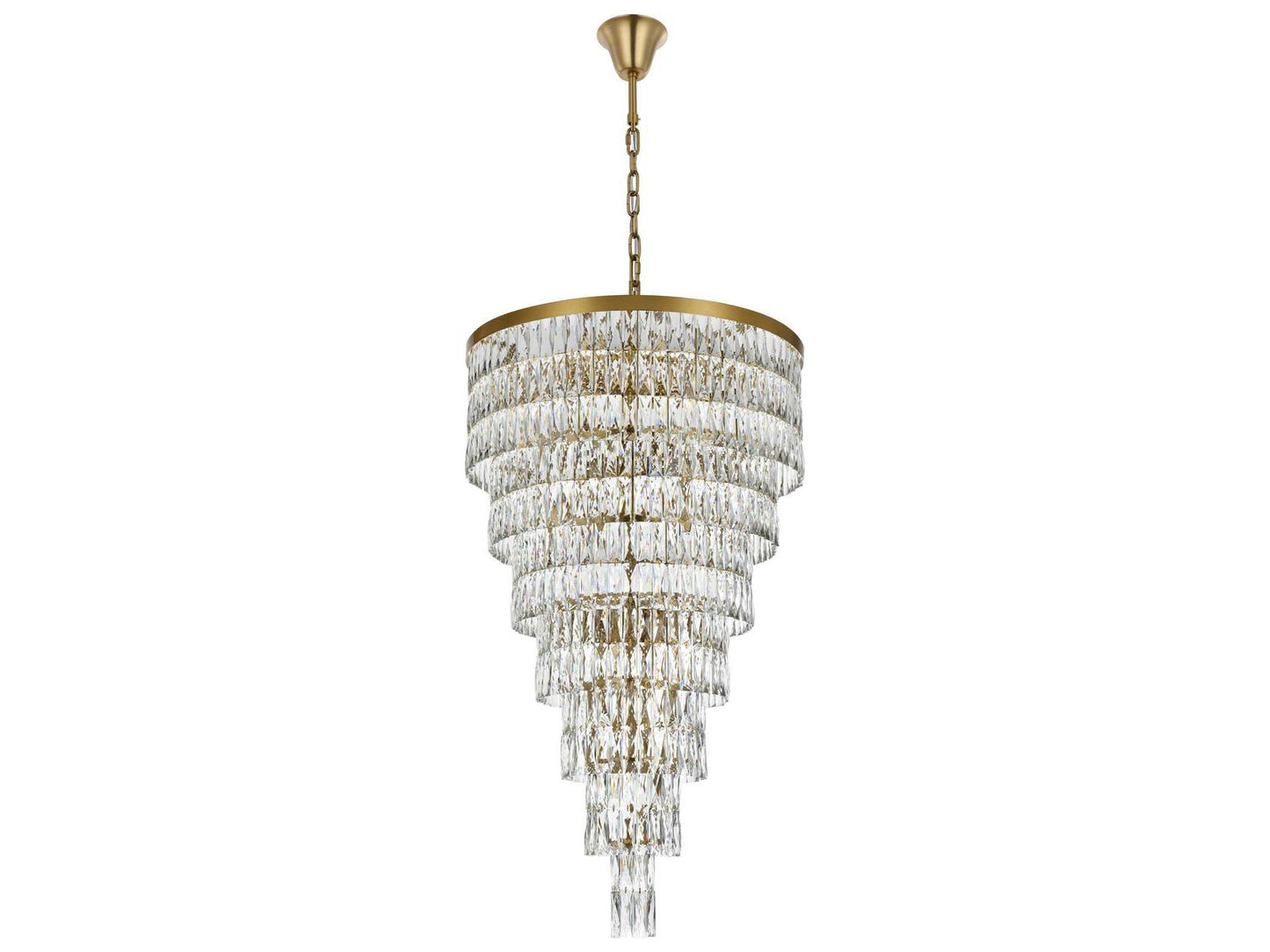Elegant Lighting Josephine 41-Light Tiered Chandelier in Satin Gold with Clear Royal Cut Crystal