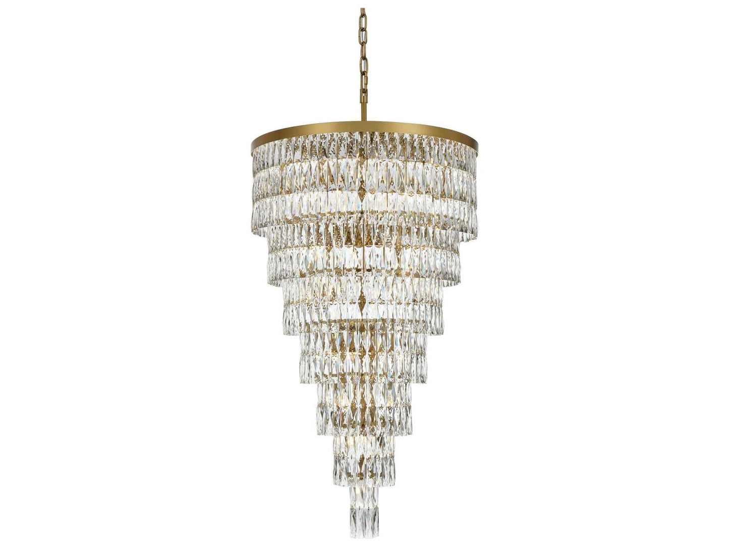 Elegant Lighting Josephine 41-Light Tiered Chandelier in Satin Gold with Clear Royal Cut Crystal