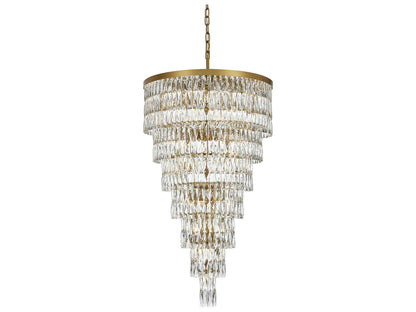 Elegant Lighting Josephine 41-Light Tiered Chandelier in Satin Gold with Clear Royal Cut Crystal