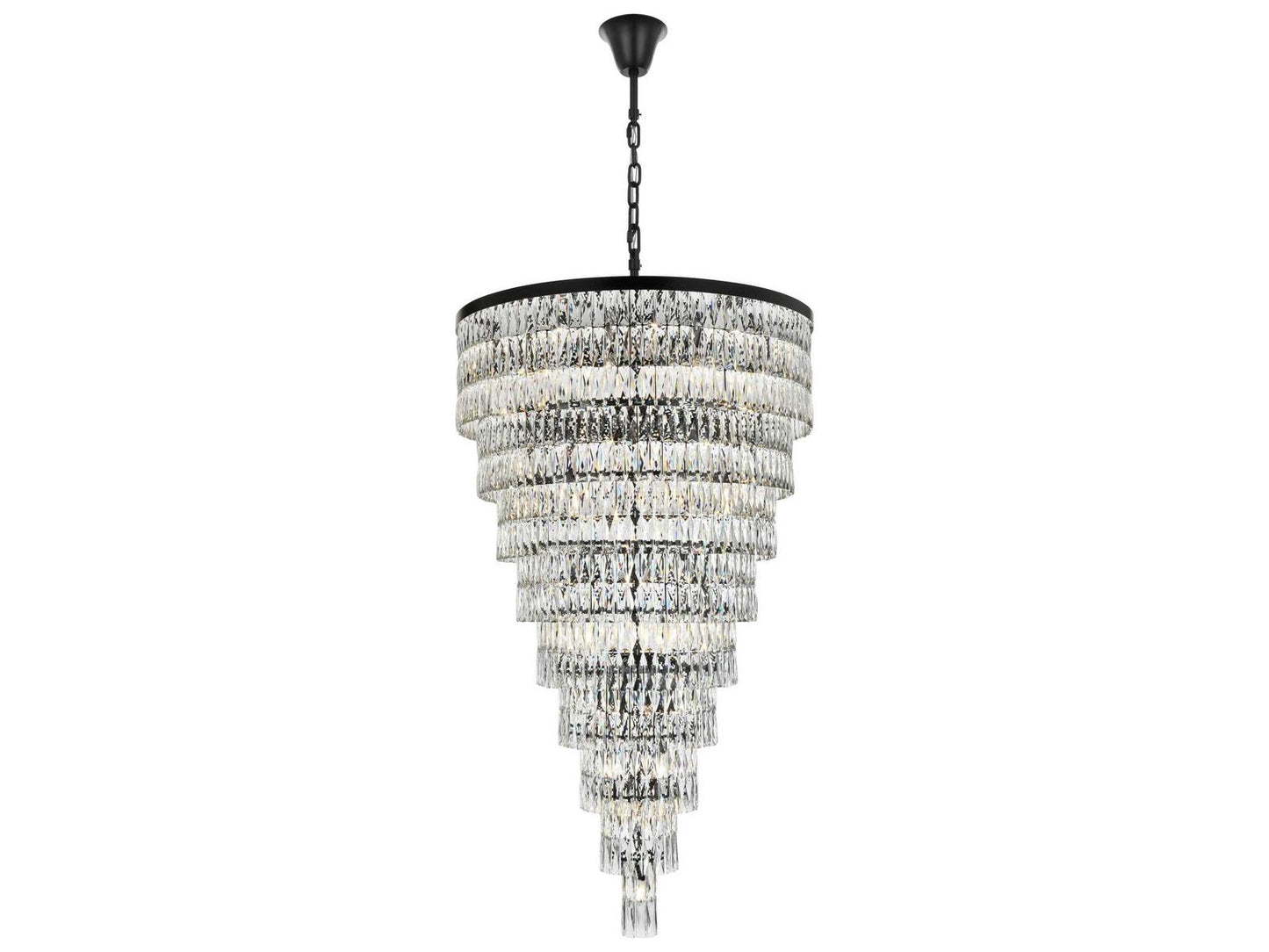 Elegant Lighting Josephine 61-Light Black Tiered Chandelier with Clear Royal Cut Crystal