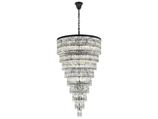 Elegant Lighting Josephine 61-Light Black Tiered Chandelier with Clear Royal Cut Crystal