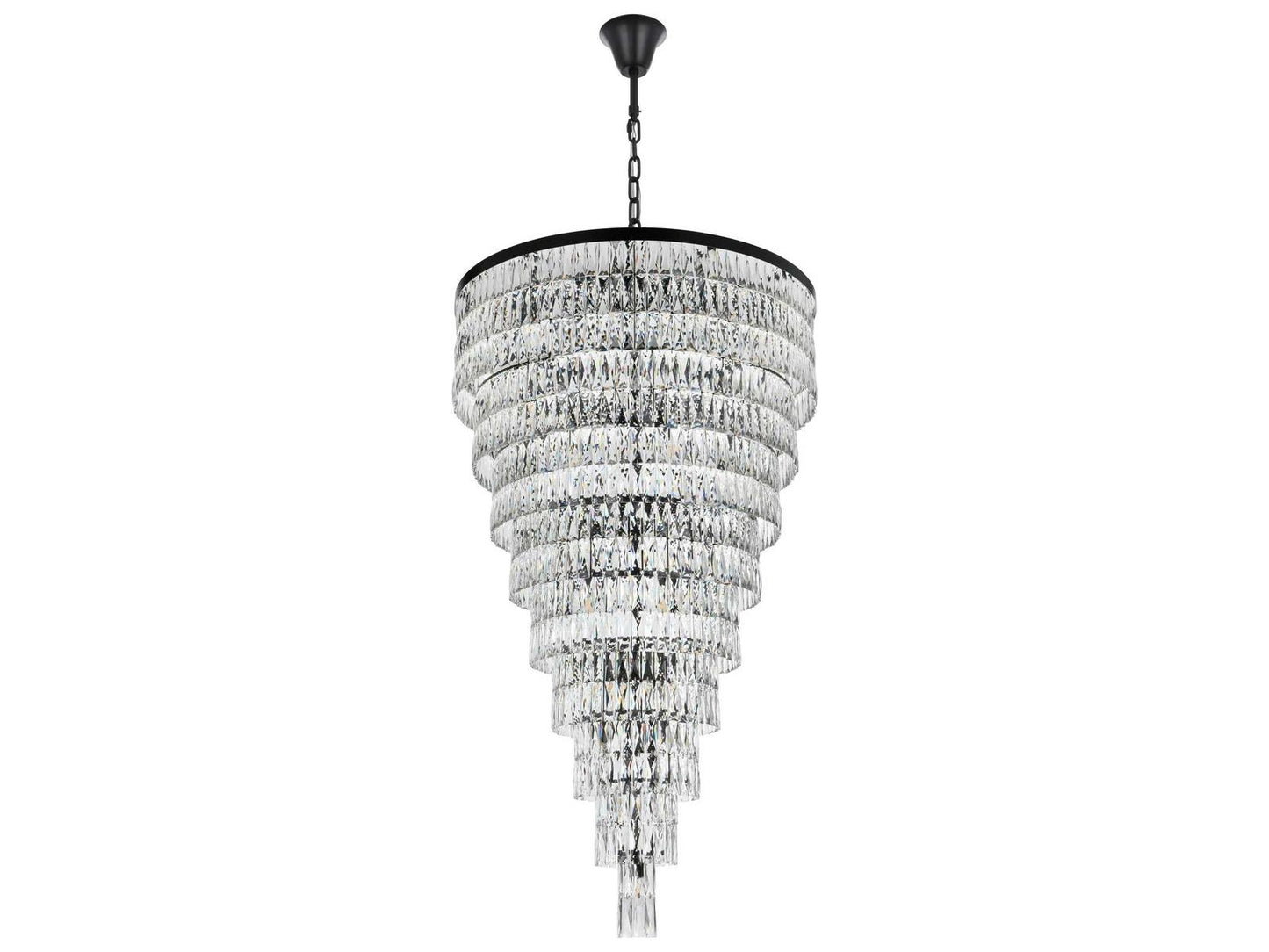 Elegant Lighting Josephine 61-Light Black Tiered Chandelier with Clear Royal Cut Crystal