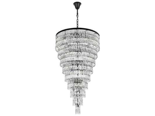 Elegant Lighting Josephine 61-Light Black Tiered Chandelier with Clear Royal Cut Crystal