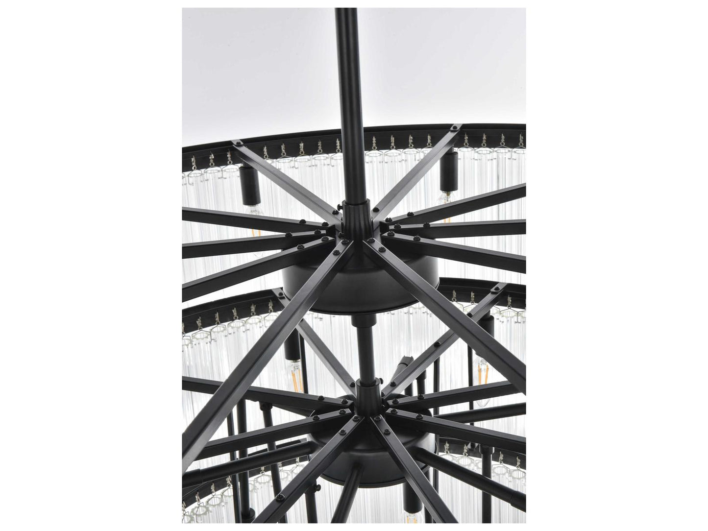 Elegant Lighting Harlow 28-Light Black Tiered Chandelier with Clear Ribbed Glass