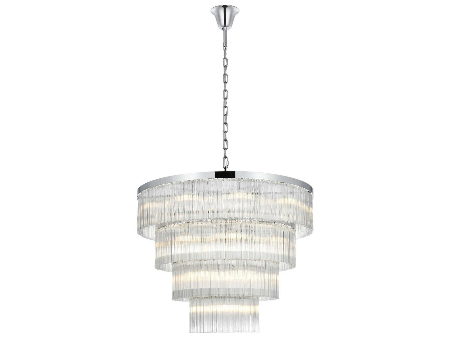 Elegant Lighting Harlow 28-Light Chrome Tiered Chandelier with Ribbed Glass