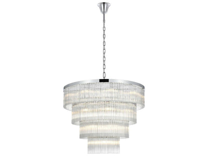 Elegant Lighting Harlow 28-Light Chrome Tiered Chandelier with Ribbed Glass