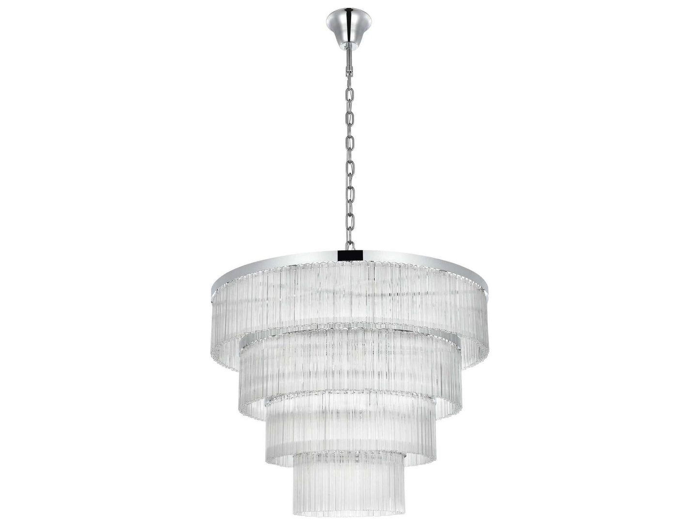 Elegant Lighting Harlow 28-Light Chrome Tiered Chandelier with Ribbed Glass