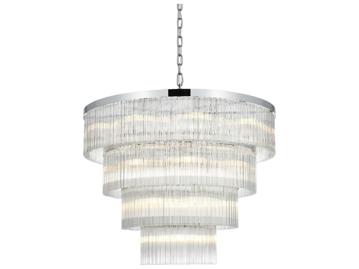 Elegant Lighting Harlow 28-Light Chrome Tiered Chandelier with Ribbed Glass