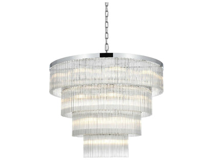 Elegant Lighting Harlow 28-Light Chrome Tiered Chandelier with Ribbed Glass