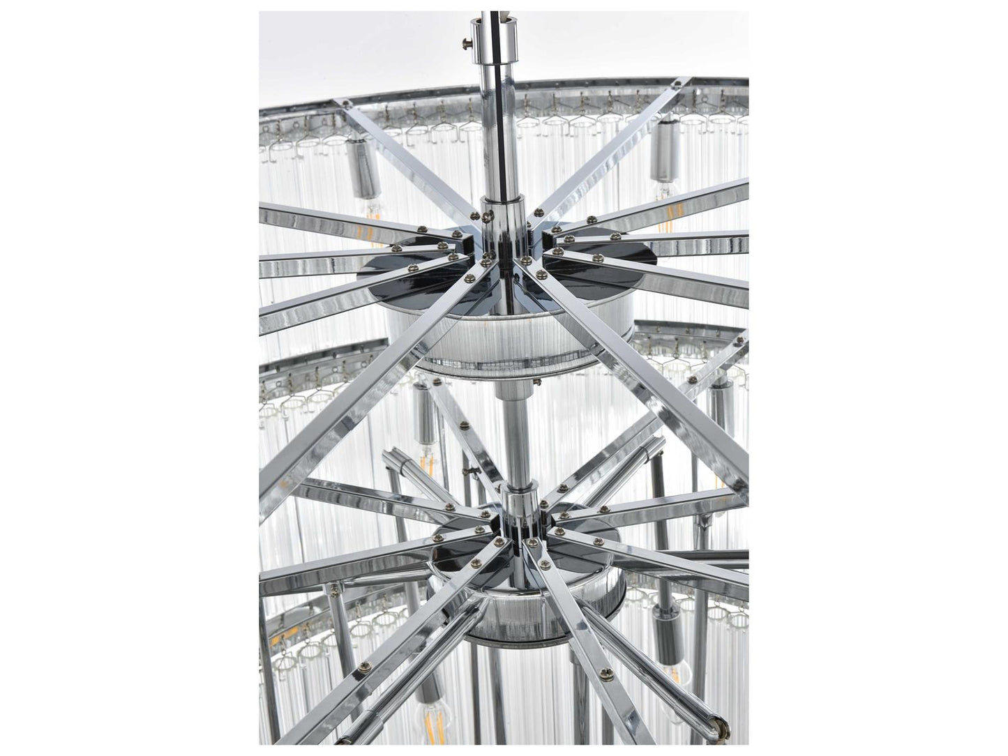 Elegant Lighting Harlow 28-Light Chrome Tiered Chandelier with Ribbed Glass